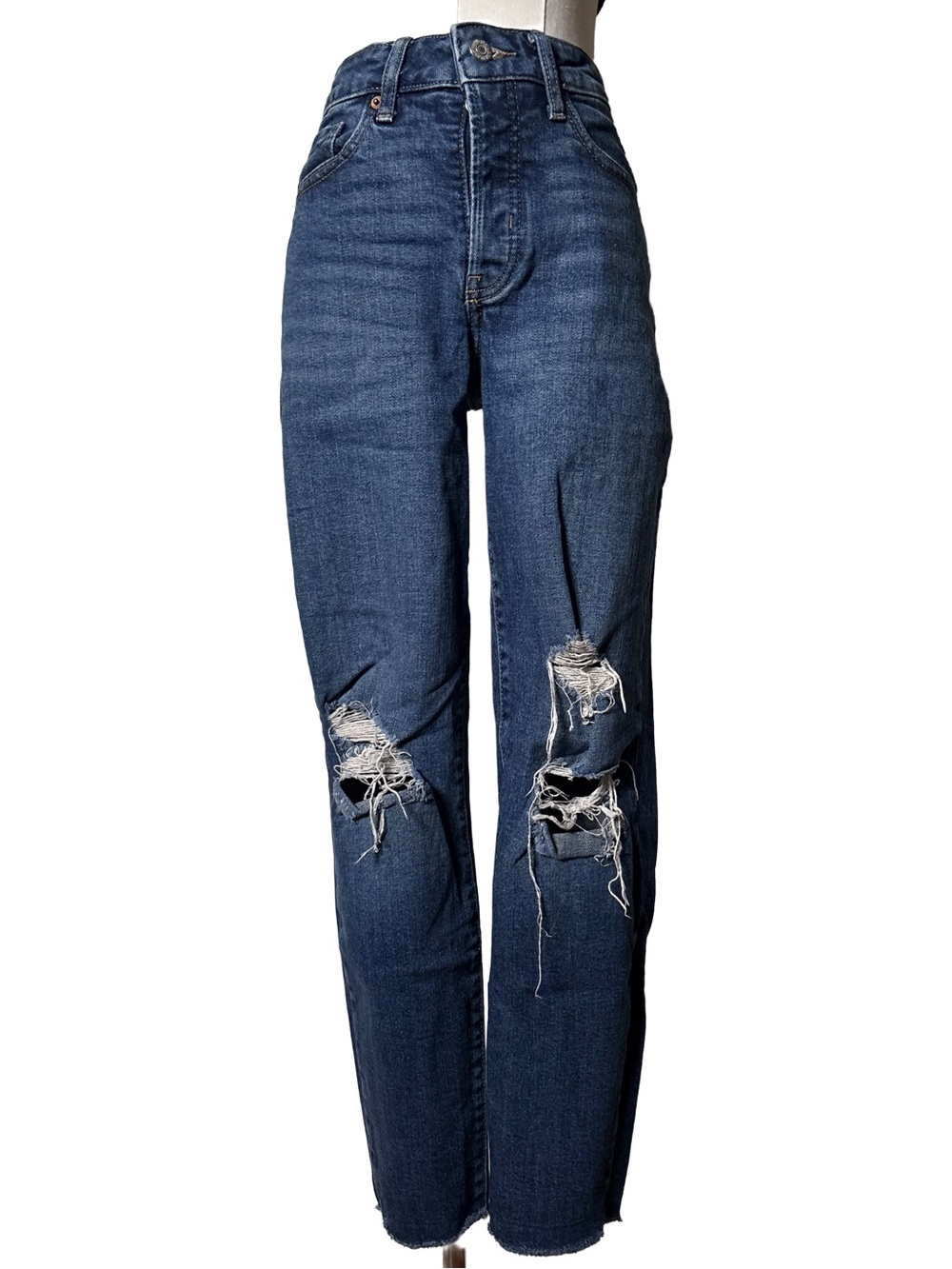 Old Navy O.G Straight Ripped High-Rise Ripped Blue Jeans Size 2